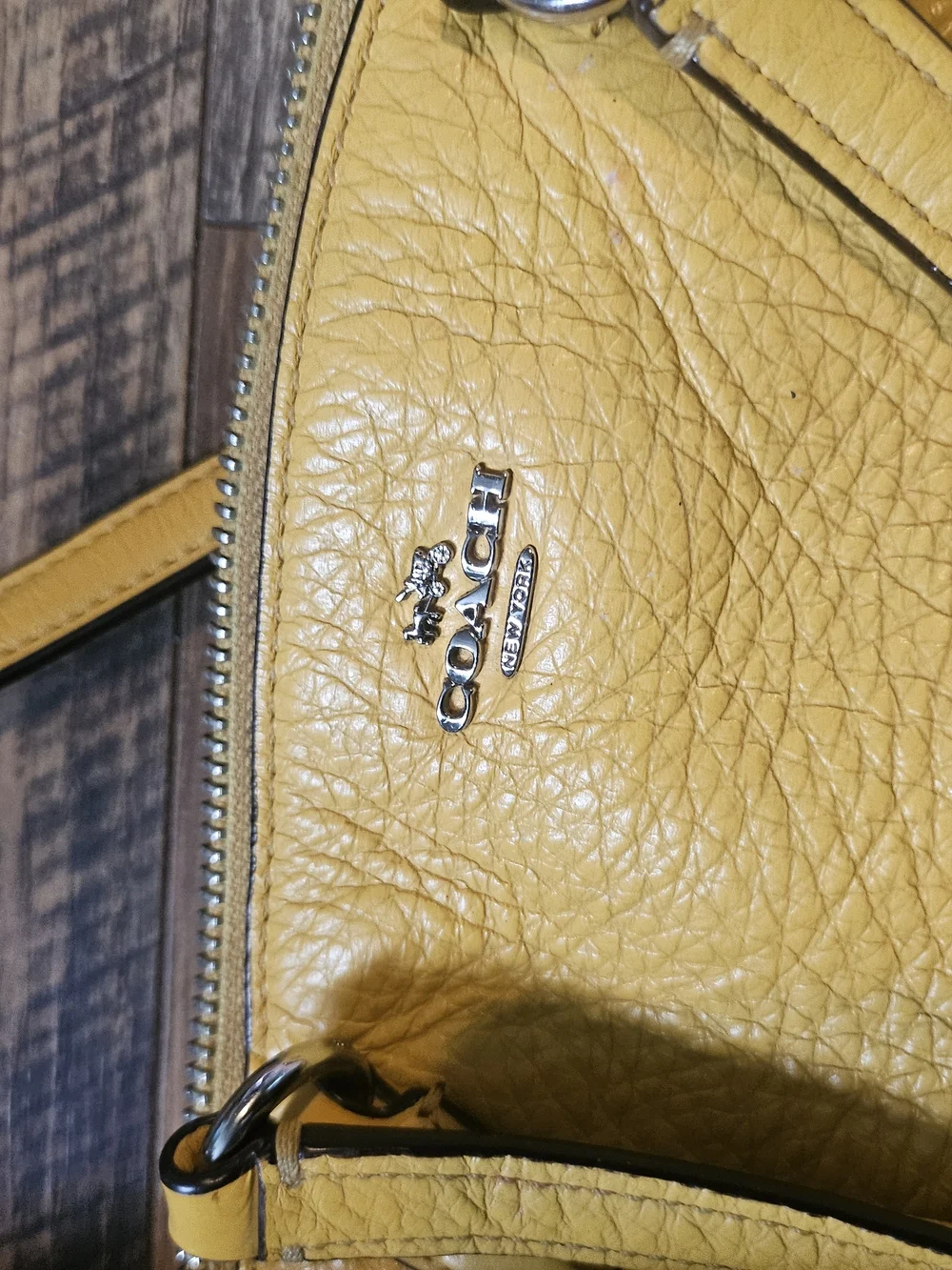 Coach Pebbled Leather Satchel in Mustard Yellow